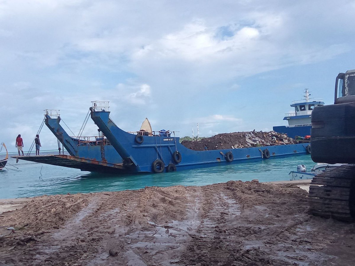 Our vessel has left Vaavu Thinadhoo with the second load of legacy waste #wamco