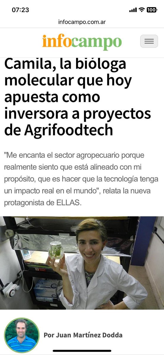 OTRO #ELLAS PODCAST con Camila, la bióloga molecular que hoy apuesta como inversora a proyectos de Agrifoodtech - Infocampo buff.ly/3UrD2o7 @newhollandarg