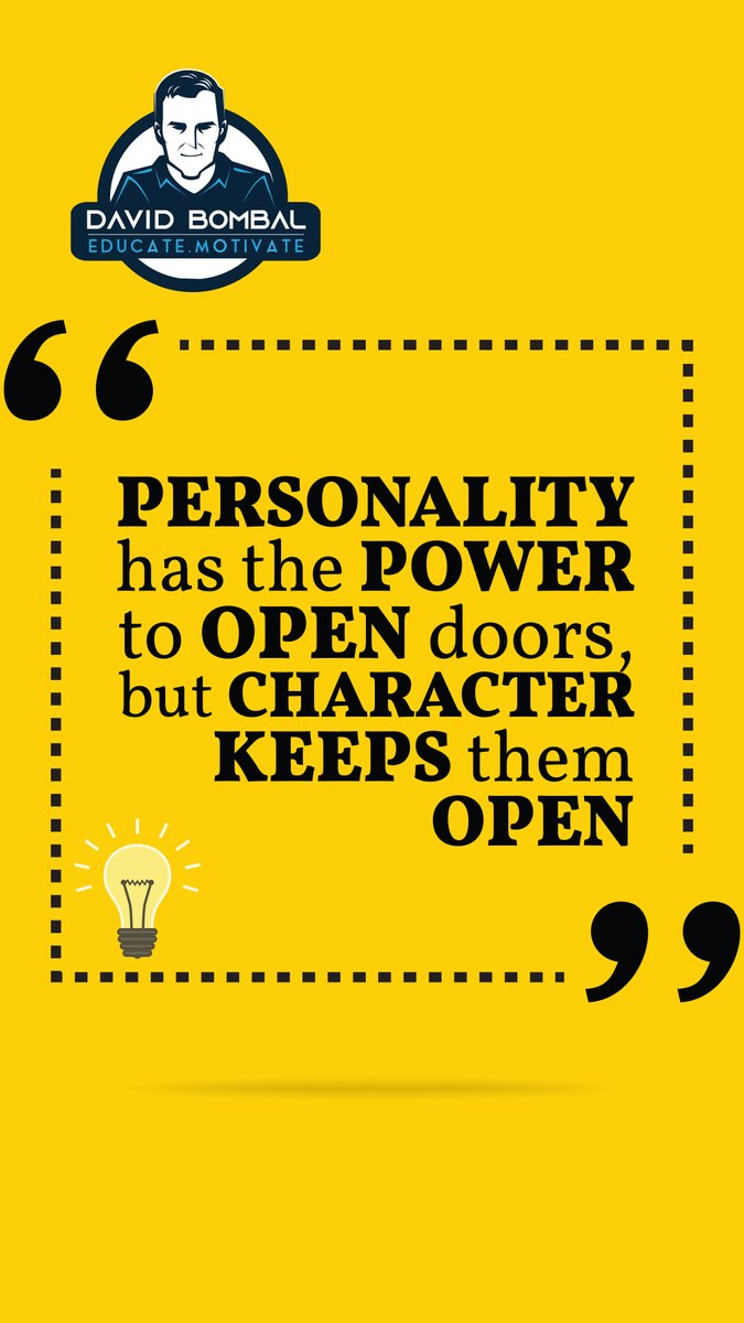 Personality has the power to open doors but character keeps them open.

#DailyMotivation #inspiration #motivation #bestadvice #lifelessons #changeyourmindset