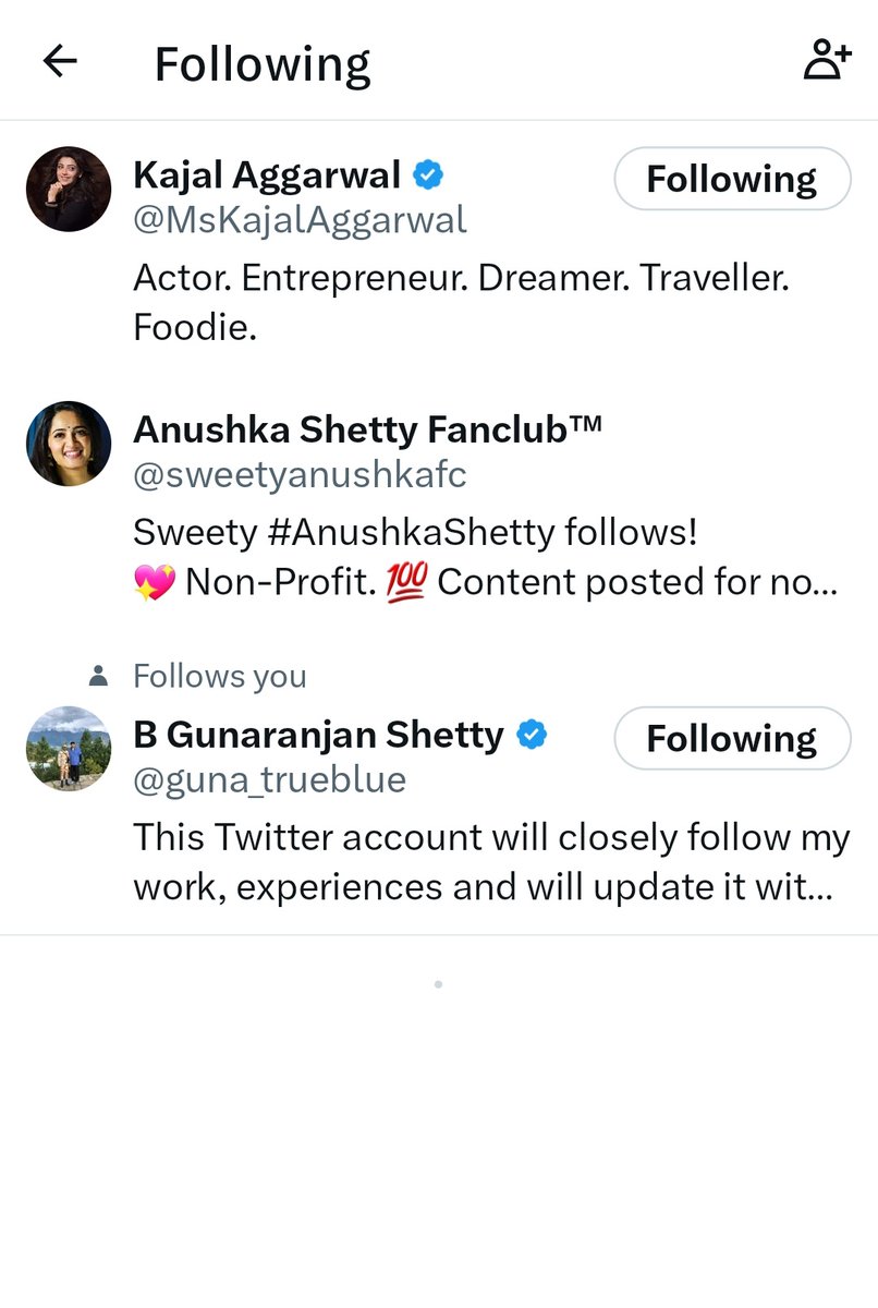 Among the 3 members followed by @MsAnushkaShetty garu in Twitter, @MsKajalAggarwal is the only celeb she's following 😍
Oh god,this depicts how sweet & pure their bond would be😫🤍
Someone pls cast them together in a film🫠🔥
#KajalAggarwal #AnushkaShetty
#FriendshipGoals