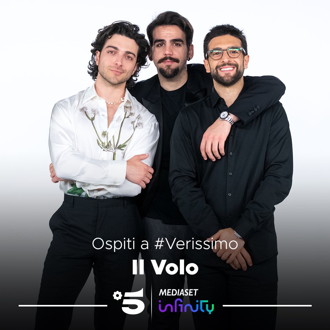 Le loro voci hanno incantato il mondo e oggi si racconteranno a #Verissimo ✨Gianluca, Ignazio e Piero de Il Volo vi aspettano oggi alle 16:30 su #Canale5 e in streaming su Mediaset Infinity!