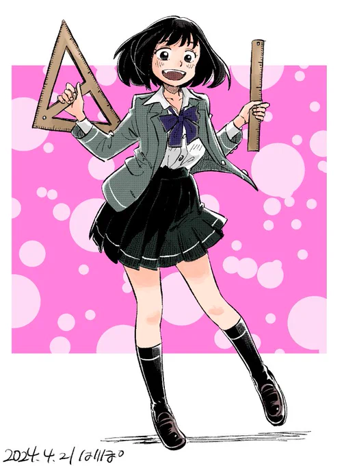 自分のキャラクターの頭身はこれくらいが良い絵柄は古いのか今風なのか分かりませんが、この感じで進めて行きたいどす。眼はもうちょっと小さくしようかしら・・・ 