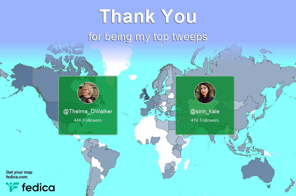 Special thanks to my top new tweeps this week @Thelma_DWalker, @sirin_kale