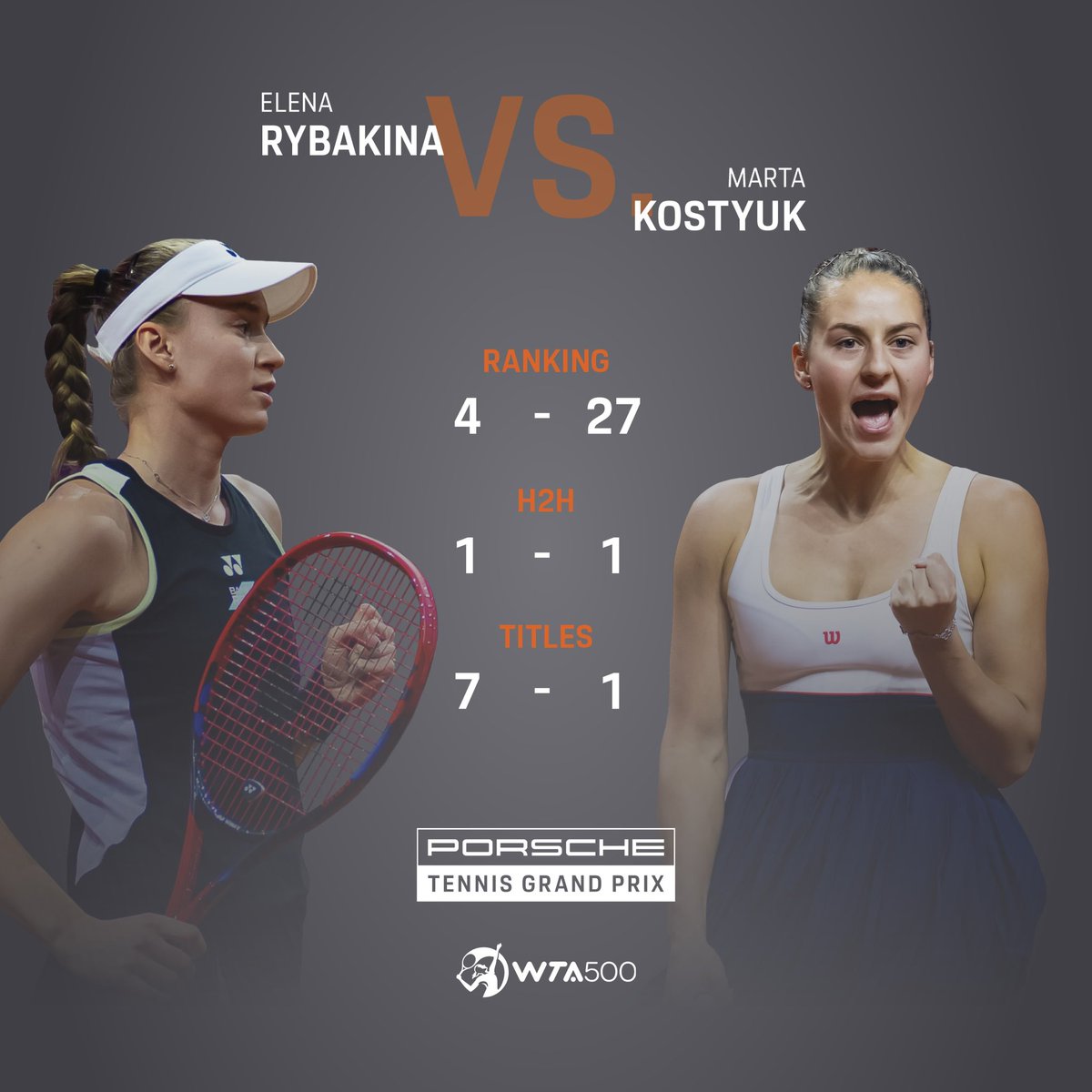 Who will claim the title: Elena #Rybakina or @marta_kostyuk? 🏆 #porschetennis #PTGP24 | @WTA