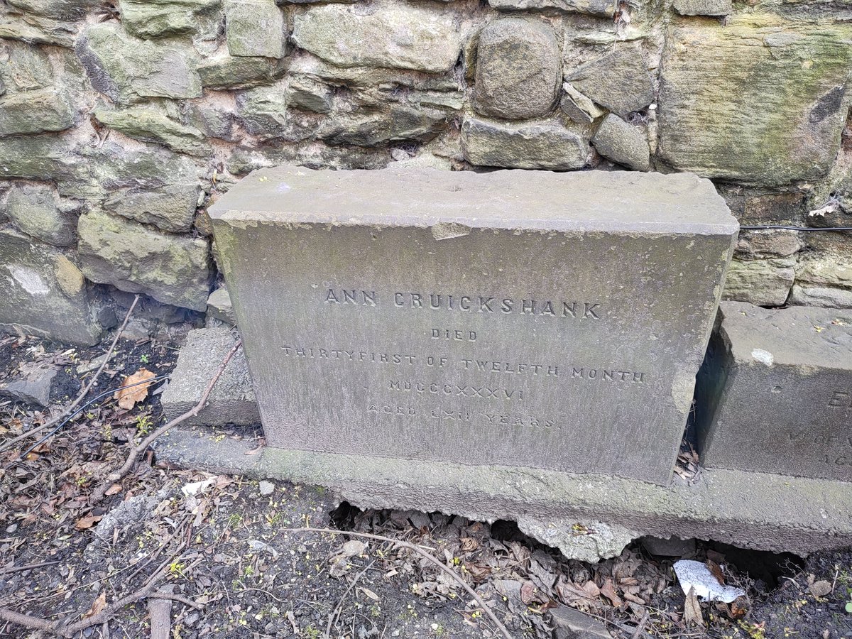'Ann Cruickshank died Thirty First of Twelfth Month MDCCCXXXVI Aged LXII Years.  Quakers Burial Ground, The Pleasance, Edinburgh'