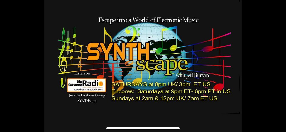 Many many thanks Jeff Burson SYNTHscape for playing #LondonRain on your show last night ! 🖤⚡️🎤🎹 On @bigsatsumaradio Radio again now !