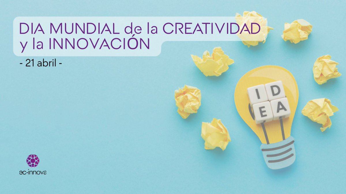 ECInnova's tweet photo. Hoy se celebra el #DiaMundialdelaCreatividadylaInnovación y como sabéis, desde #EcInnova trabajamos en #proyectos e iniciativas que promueven #creatividad e #innovación que para nosotros son primordiales.
¡Muy feliz día a todos!
#EcInnova #DíadelaCreatividadylaInnovación https://t.co/hftHEgA0Se
