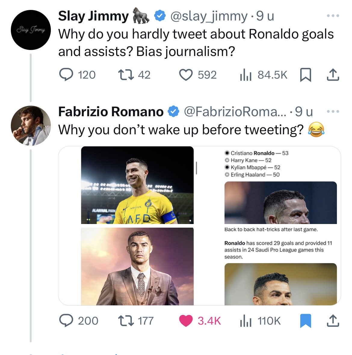 Even Fabrizio has to call out Ronaldo fans on their lies….

the most Insecure & Cancerous fanbase