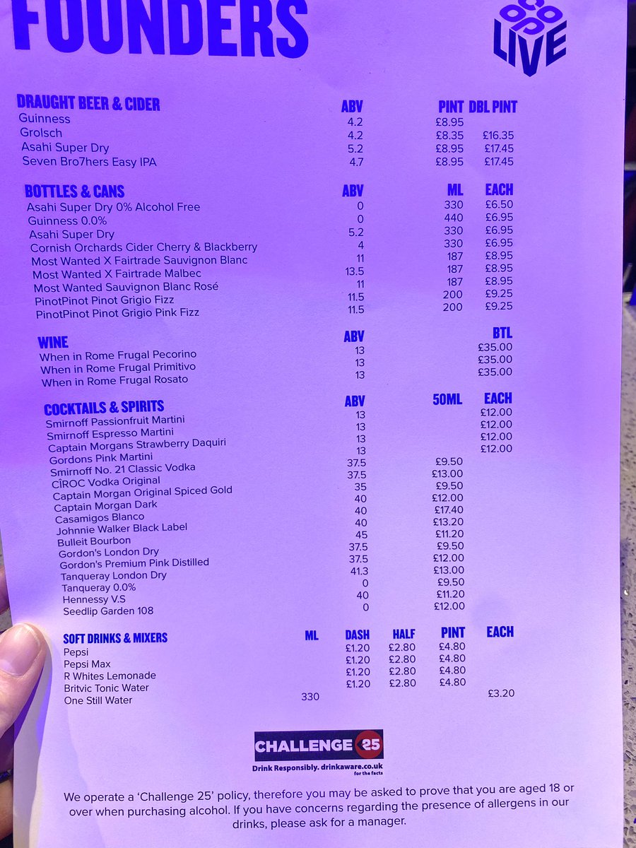 Lots of comments about the drinks prices at the new Co-op Live