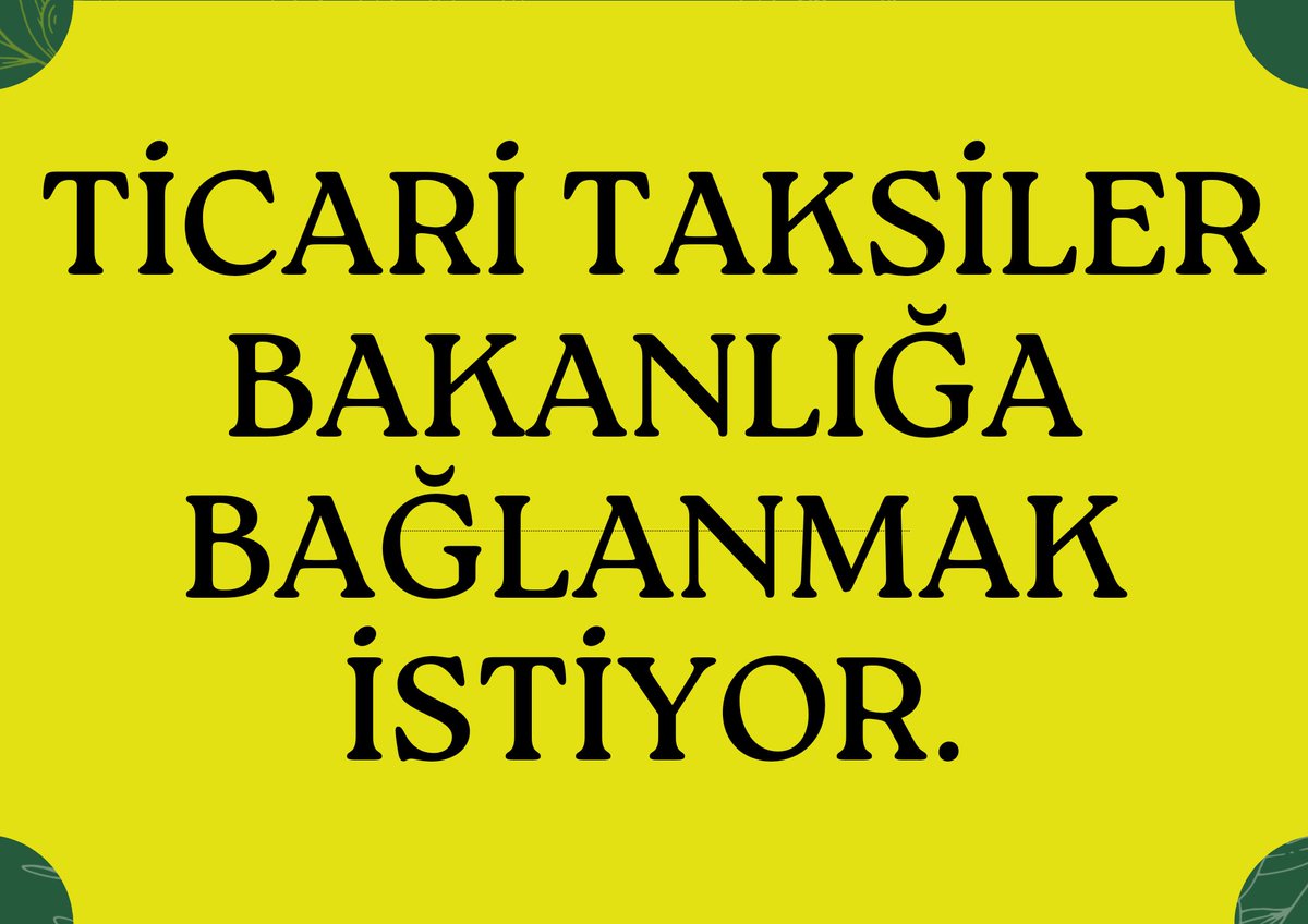 Sn Cumhurbaşkanım @RTErdogan,Ticari Taksilerin, Belediyelerden alınıp yeniden ilgili Bakanlığa bağlanmalarını talep etmekteyiz @avabdullahguler @Hayati_Yazici @mustafaelitas @efkanala @mustafademir @abdulhamitgul @mahirunal @mustafasenbd @omerrcelik @Akparti @MHP_Bilgi