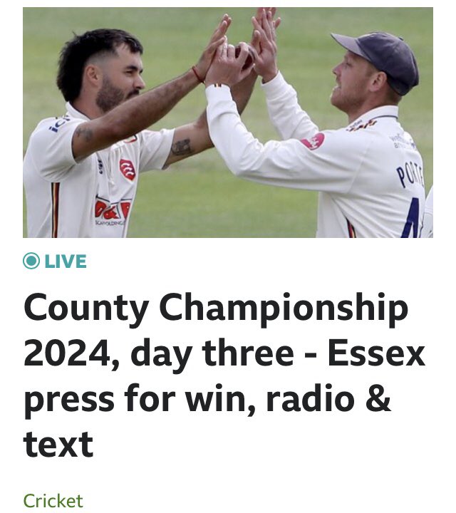 It’s up to you! 9 separate commentary matches to choose from @CountyChamp. Go to bbc.co.uk/sport/live/c80… or via @BBCSport app. Click on Watch/Listen tab & take your pick. Or join @kevinhowells100 on 5 Sports Extra & @BBCSounds for the best of the action. #BBCCricket