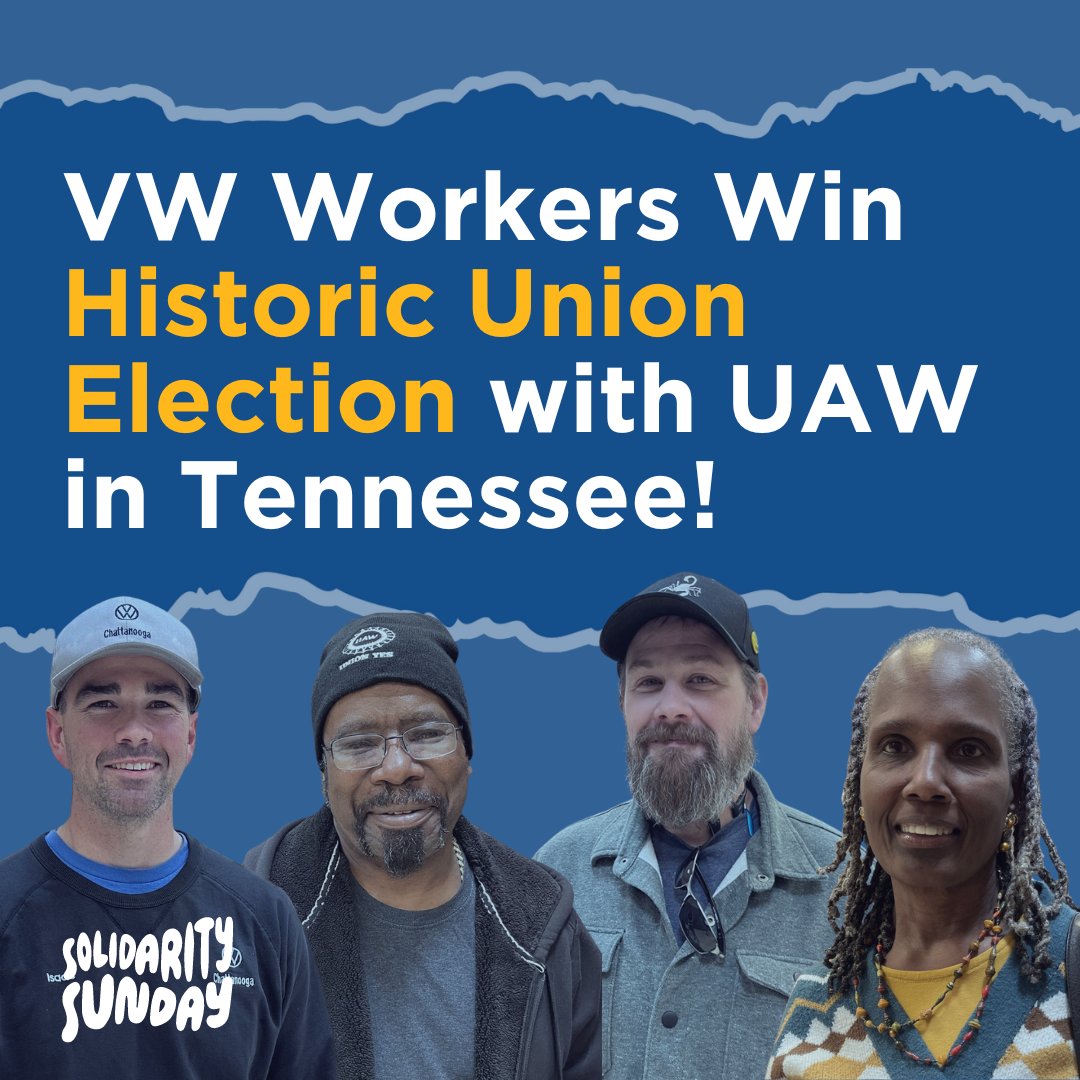 Nurses congratulate the 4,000 newest members of @UAW who won a historic election in Chattanooga. It sends a clear message to workers across the South: Together, our voices are powerful!  #SolidaritySunday