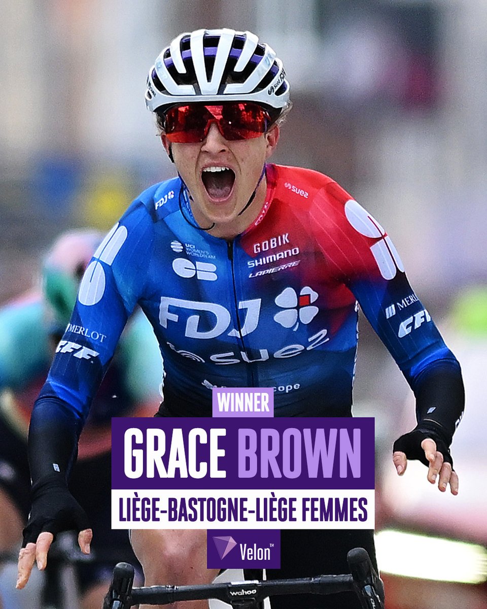 Perseverance pays off for Grace Brown 💪 After finishing 2nd in 2020 and 2022, the FDJ-SUEZ rider claims victory at Liège–Bastogne–Liège Femmes 🏆 Result: 1. Brown 2. Longo Borghini, same time 3. Vollering, same time 📸 Getty Images