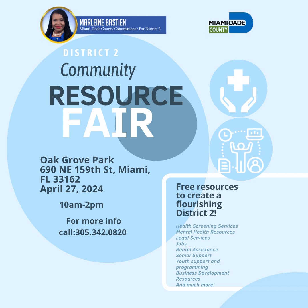 Join us this Saturday for our second Community Resource Fair. #mdcdistrict2 #miamidadecounty