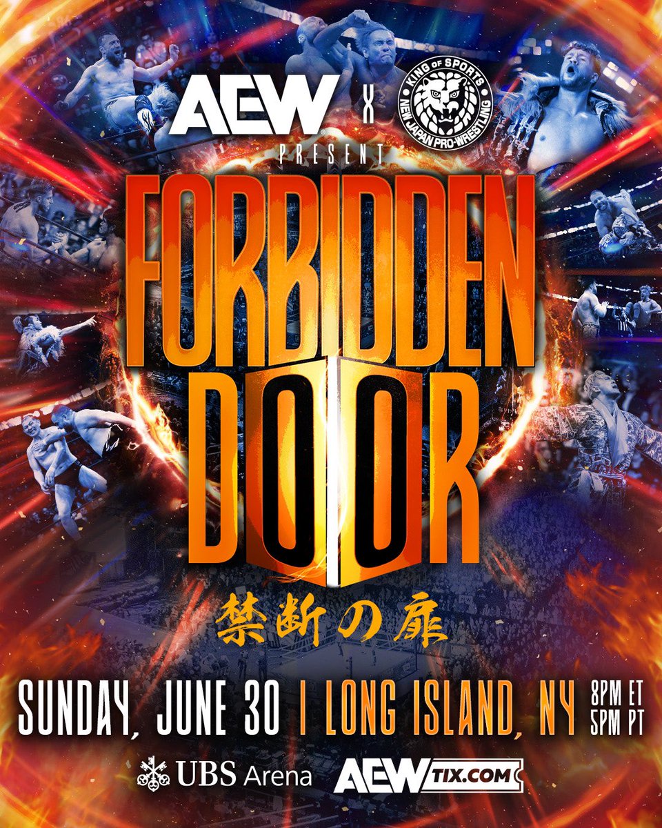#AEW & #NJPW join forces once again to present #AEWxNJPW #ForbiddenDoor LIVE on PPV on Sunday, June 30th from the @UBSArena in Long Island, NY!

In honor of @AEW Dynasty Day, we're giving fans early access to tickets with presale code AEWFD24 at AEWTix.com!
