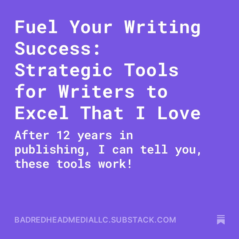 NEW: Fuel Your Writing Success: Strategic Tools for Writers to Excel That I Love by @BadRedheadMedia via @Substack I love to help writers help themselves, whether that’s through this weekly newsletter, my monthly #BookMarketingChat (first Wednesday of each month at 2 pm pst/5 pm