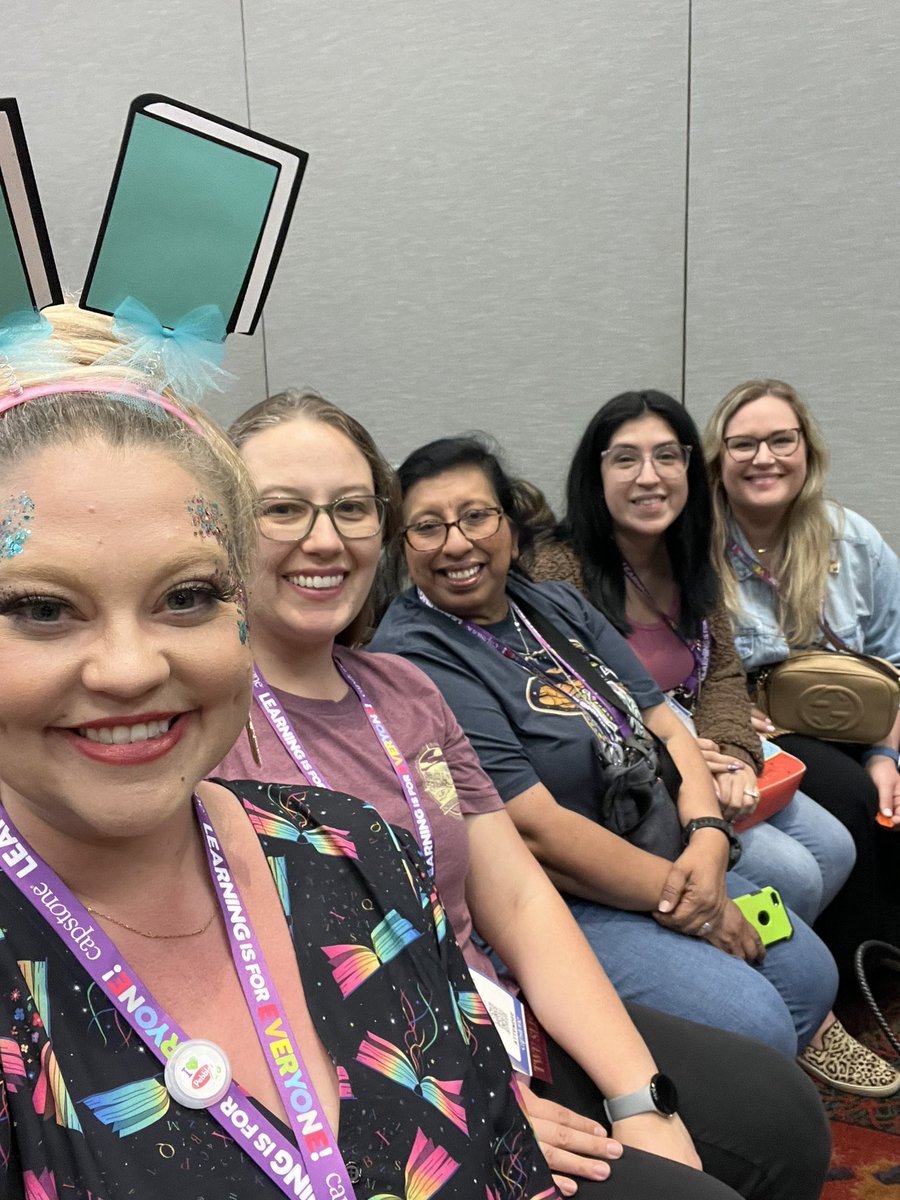 Our @CyFairLibraries crew and Ribbon Reads committee attendees! 💙💛💜 #txla2024 #thehappiestlibraryonearth