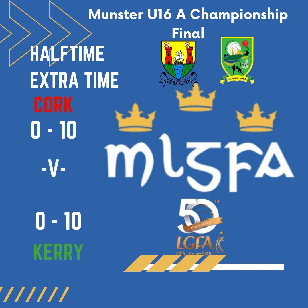 Munster LGFA U16 A Championship Final @MunsterLGFA @radiokerrysport @CorkLGFA Extra time, half time