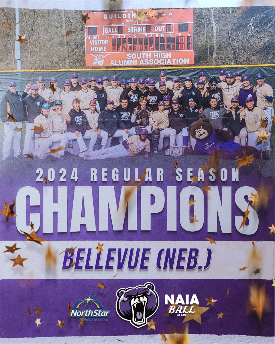 🚨 #16 Bellevue (34-11) clinches their 5th straight North Star Athletic Association regular season championship. The Bruins will be the #1 seed in the NSAA tournament conference tournament. #NAIABall @BUBruins @BUBruinBaseball