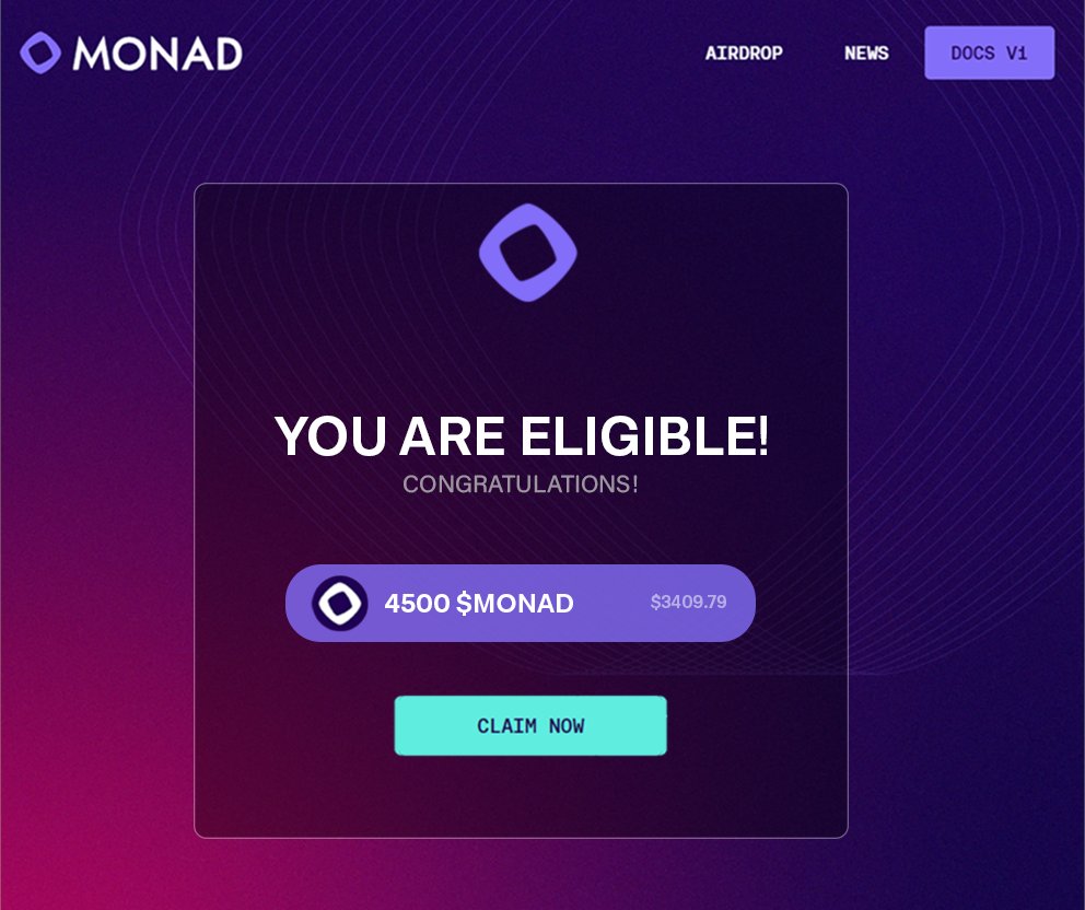 $MONAD HUGE AIRDROP is coming! 

 $244 million invested from <a href="/paradigm/">Paradigm</a> and <a href="/coinbase/">Coinbase 🛡️</a>

Here's your chance to get airdrop for FREE!  

Check detailed airdrop video guide 🧵