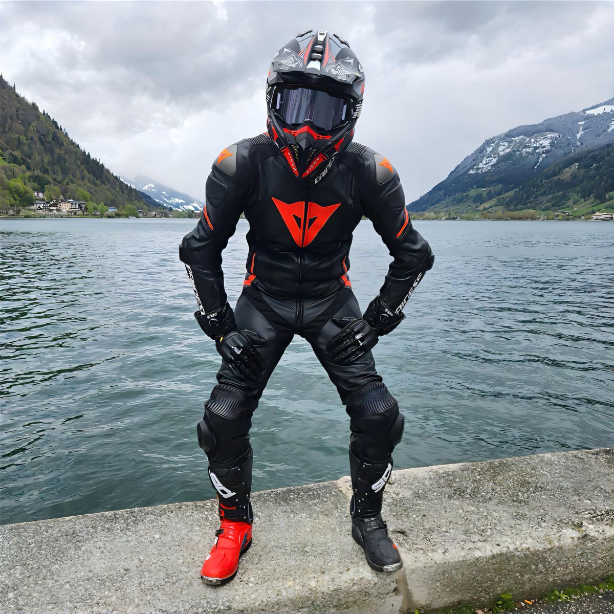 What would you wanna say to this Biker in front of you? 😈🔥
#gear #gearhead #gearfetish #leather #leathersuit #dainese #biker #lagunaseca #airoh #helmet #aviator #knox #handroids #sidi #crossfires #boots #gloves #contrast #red #black