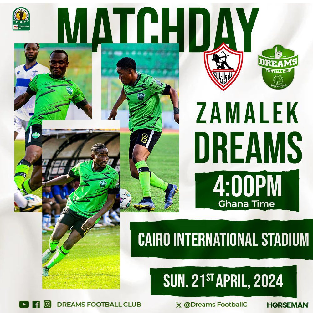 Best wishes to <a href="/DreamsFootballC/">DREAMS FC 🏆 22/23 FA CUP CHAMPIONS</a> as they take on Zamalek in the 1st leg of their #CAFCC semi-final.  Representing Ghana with pride, go out there with unity, determination, and passion. Wishing you guys the best of luck. Go for Gold boys!  #DreamsFC #Ghana #Football