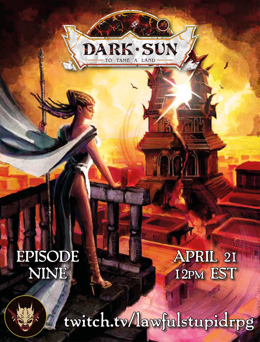 📢 LIVE NOW! 

🌅 Come join us for #DarkSun ! Session 9 of our AD&amp;D adventure! 🌅

🔗 Twitch.TV/LawfulStupidRPG 🔗