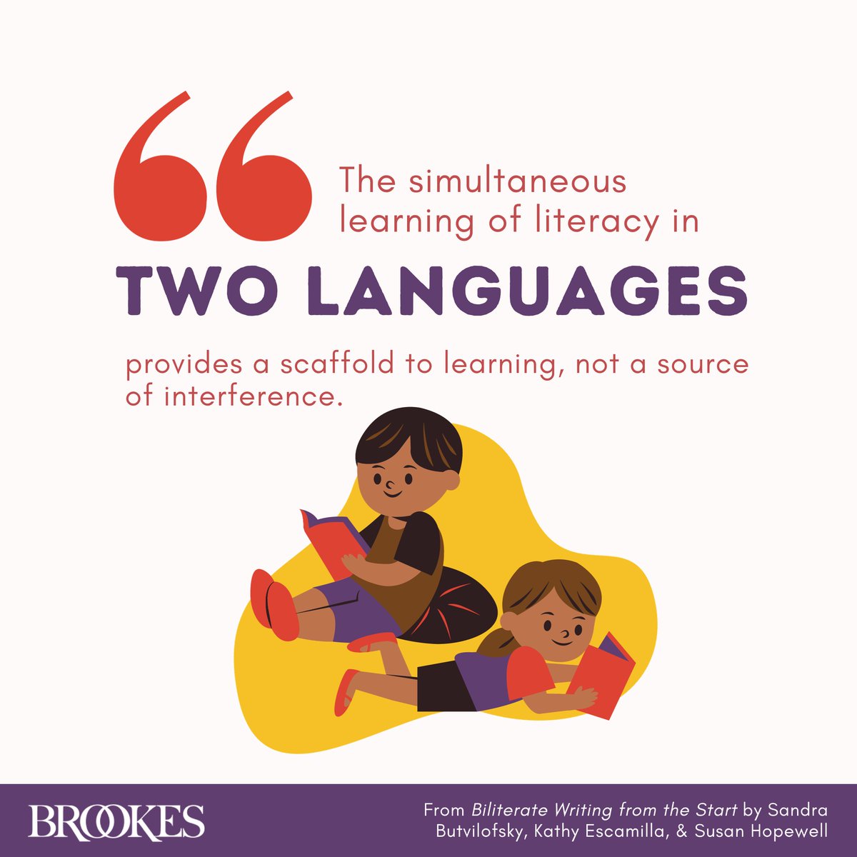 'The simultaneous learning of literacy in two languages provides a scaffold to learning, not a source of interference.' (Quote taken from Biliterate Writing from the Start. Learn more: ecs.page.link/gGJpY) #BilingualEducation #DLLs #Quotes #EducationQuotes