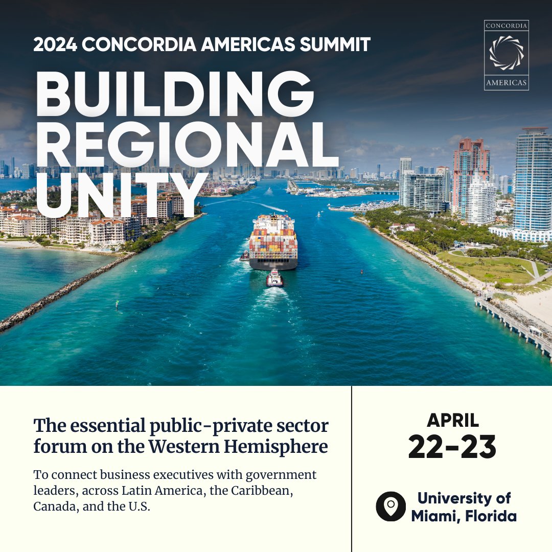 I'm honored to share that I'll be a speaker at the #Concordia24 Americas Summit in #Miami, Florida! Concordia is at the forefront of building public-private sector #partnerships and this year we'll be focusing on two core themes impacting the Americas: Driving Sustainable &