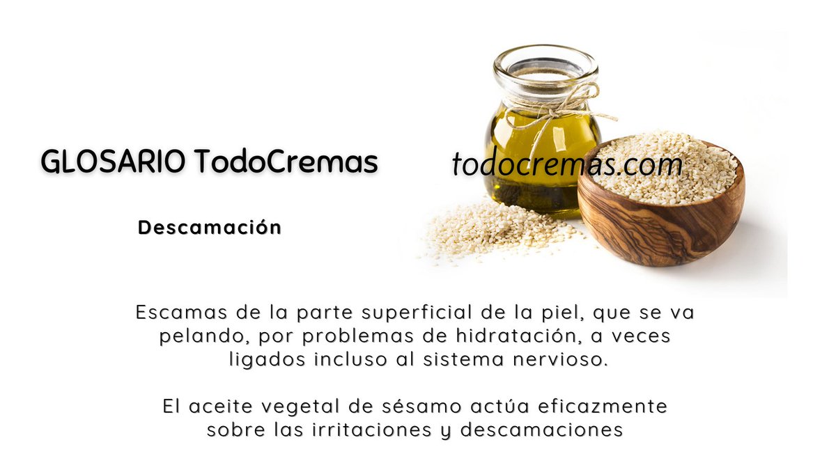 ACEITE VEGETAL DE SÉSAMO: todocremas.com/home/461-aceit…

#glosariobelleza #descamacion #cuidadodelapiel #aceitesvegetales #cosmeticanatural #aceitedesesamo #irritaciones #hidratacion #tiendaonline #TodoCremas