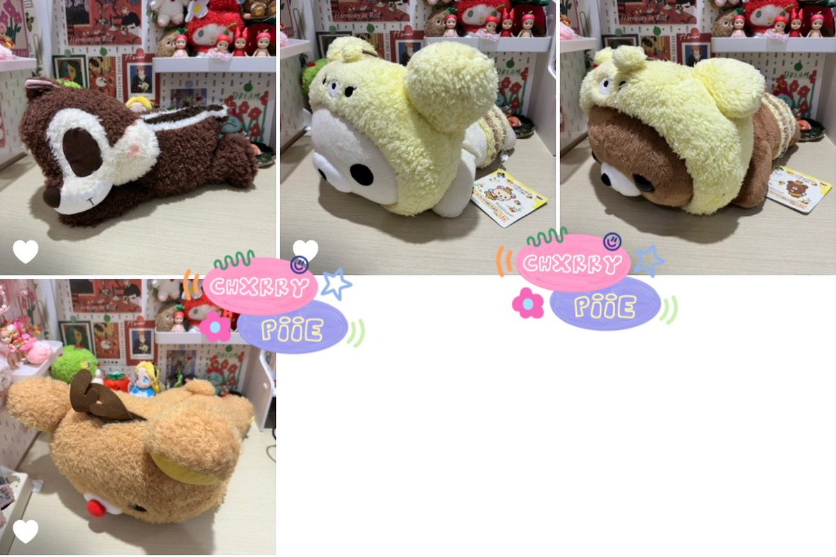 [ 🧸 interest check ⭐️ ]

hiii‼️ aku mau jual koleksi plushies kuu 😆 sizenya macem2 ada boneka gancii (kecil), medium sized, sm jumboooow yg ssssuper huggable ⭐️ semua plushies are in vvvvry good condii 🌀 anyone interested⁉️✨