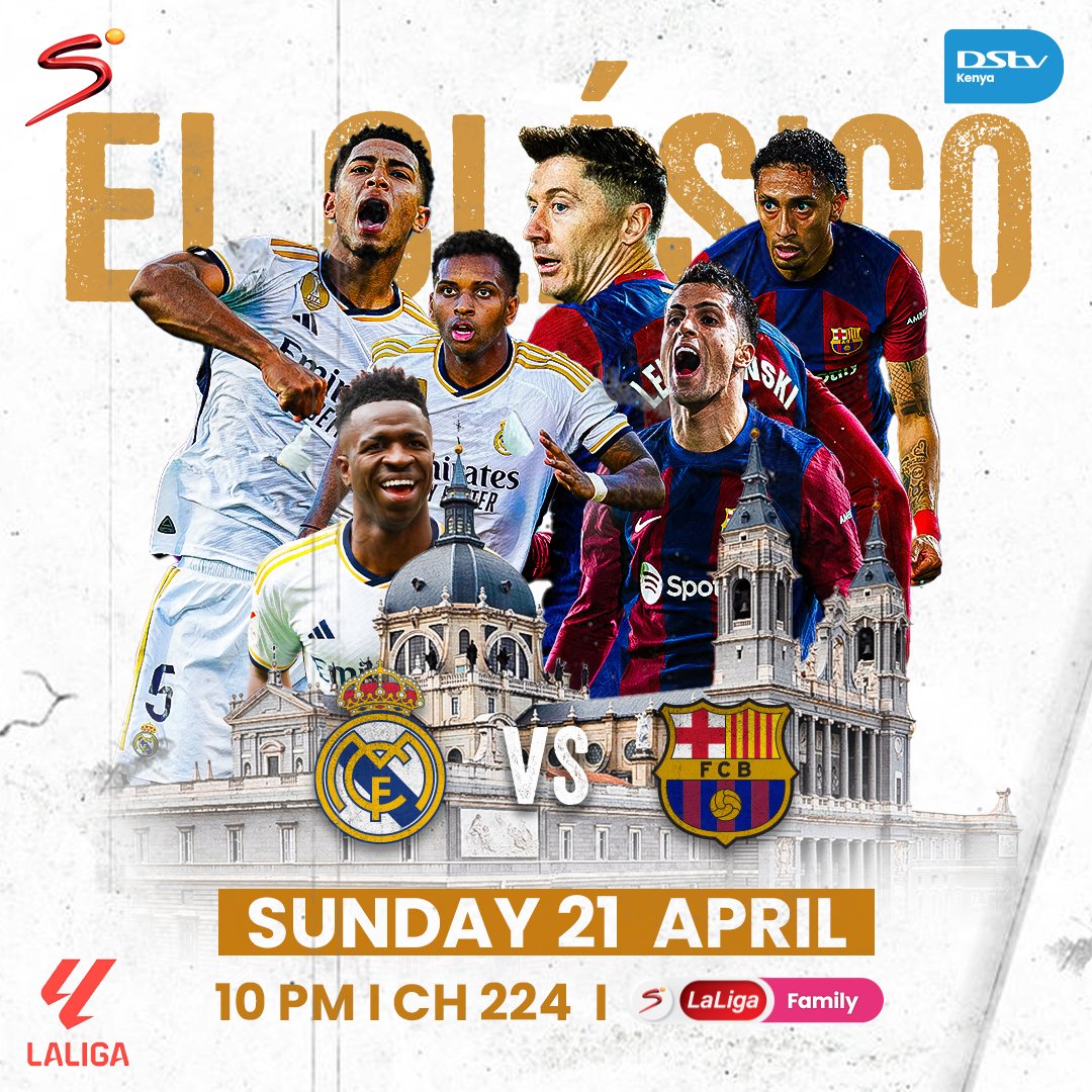 Ready for #ElClasico tonight? 😎 🔥 These Spanish giants are about to create a masterpiece this weekend 🇪🇸💥 ⚽ R. Madrid V Barcelona | 10 PM | Ch. 224 ⚽ To Stream 📲: bit.ly/DStvStream Download #MyDStv App or Dial ✳423# to get connected to DStv Family for KES 2,000.