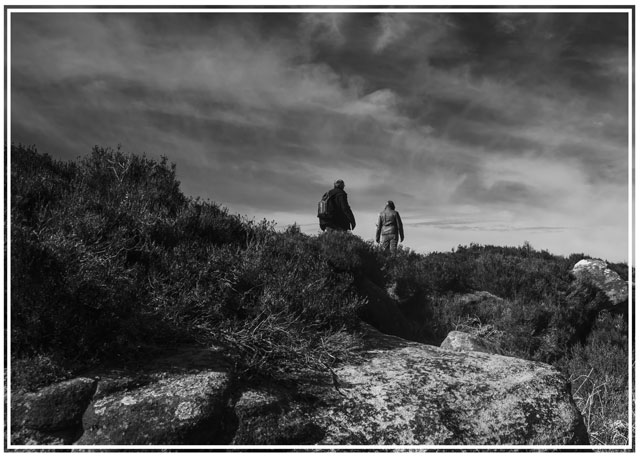 Two #people taking their daily walk across some of the #moorlands in the @peakdistrict #NationalPark. These are following the #SocialDistancing #rules put in place during 2020. #landscape #landscapephotography #blackandwhitephotography #blackandwhite #picoftheday #travelscenes