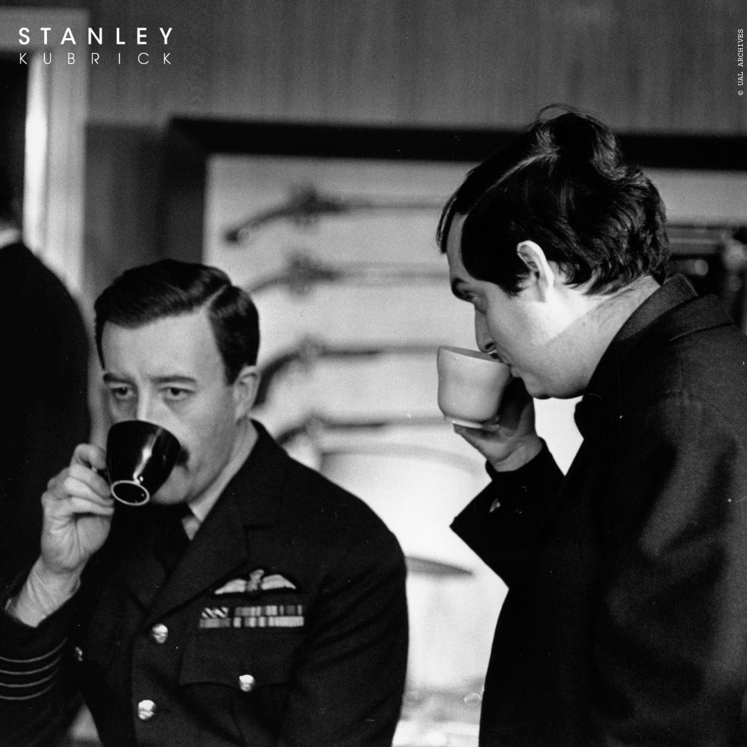 Two legends. One tea break. On the set of #DrStrangelove, 1963. Stanley had to learn to appreciate the British tradition of the afternoon tea break! #NationalTeaDay