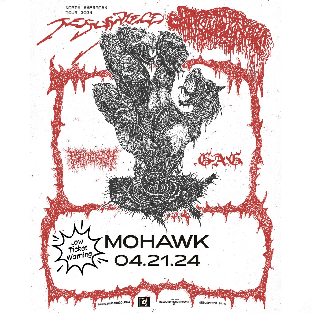 .@sanguisugabogg & @jesuspiecehc are taking over @mohawkaustin tonight with @peelingfleshok and @Gagguysnw 😈 tickets still avail at the link below. doors at 6, music at 7! wl.seetickets.us/event/sanguisu…