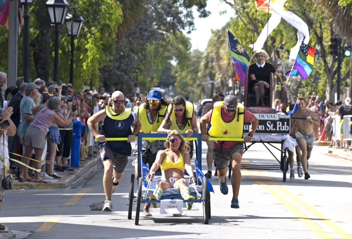 The annual Conch Republic Blue Ribbon Bed Race, billed as “the most fun you can have in bed with your clothes on” is to wake up crowds in Key West @thefloridakeys on April 27th, during the 42nd annual Conch Republic Independence Celebration. Find Out More: bit.ly/4cWZUTs