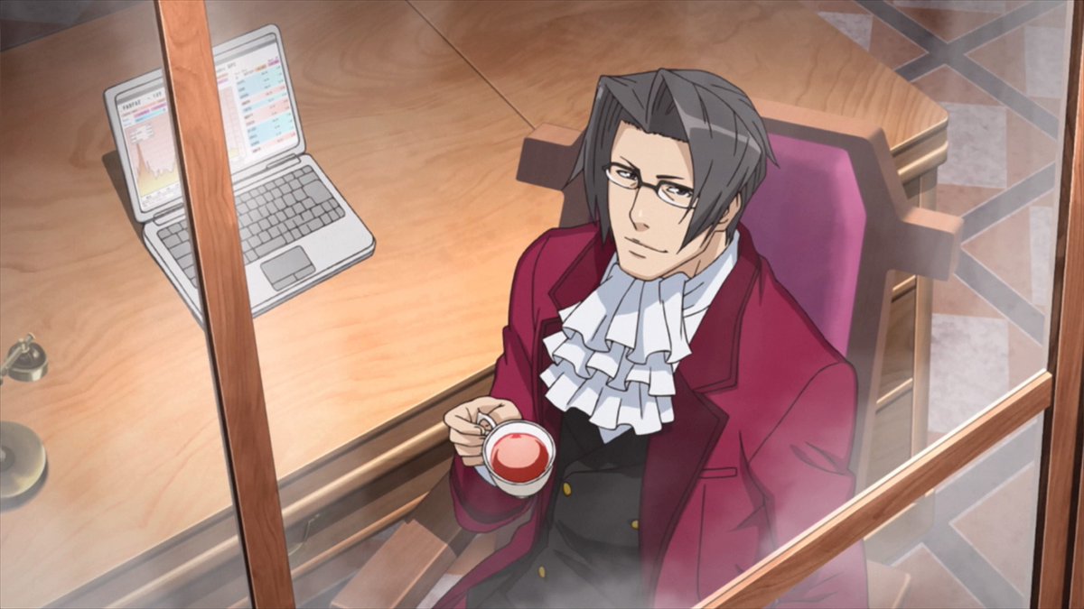 Don't mind Edgeworth, he's just enjoying his tea after a hard day's work. #NationalTeaDay 🍵