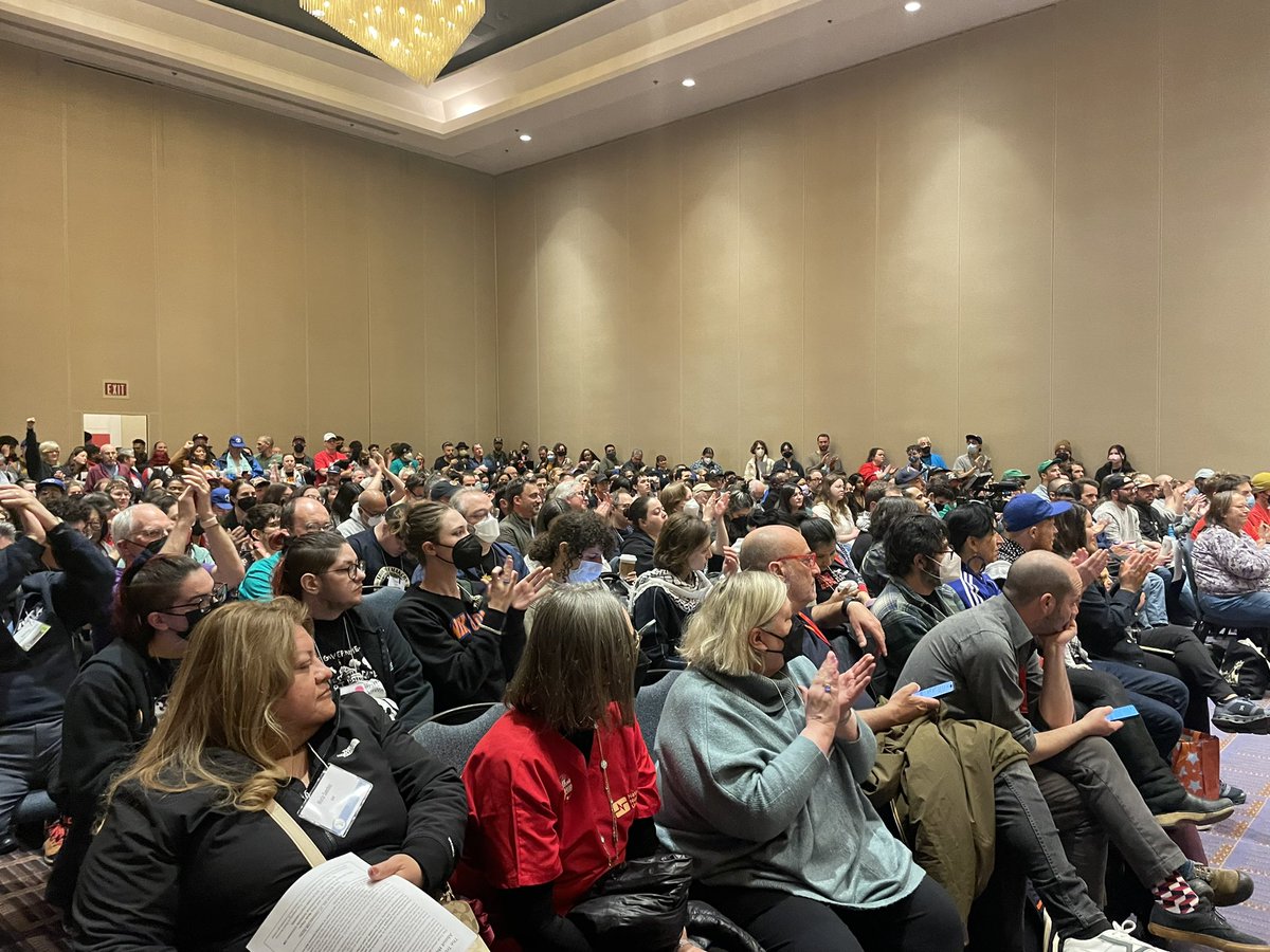 “Our goal is to drive out fear. To drive out the fear the billionaire class and the corporate class thrive upon. Because they’re afraid and they want us to be divided.” — @ShawnFainUAW, speaking to hundreds of badass troublemakers at the @labornotes conference