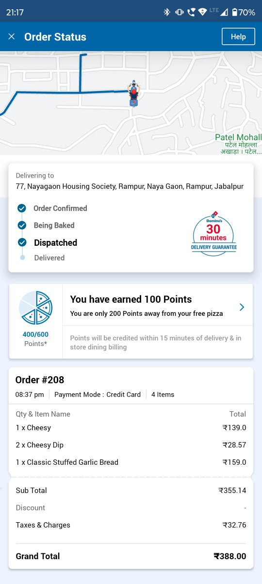 Ani12ket's tweet photo. @dominos @dominos_india you should stop the 30 minute delivery guarantee if you can't fulfill the promise.
Firstly the order was delivered in about 45 minutes and that too the wrong one.
I ordered a cheesy pizza and got the veggies one. #pathetic https://t.co/xSEqwIsEaS