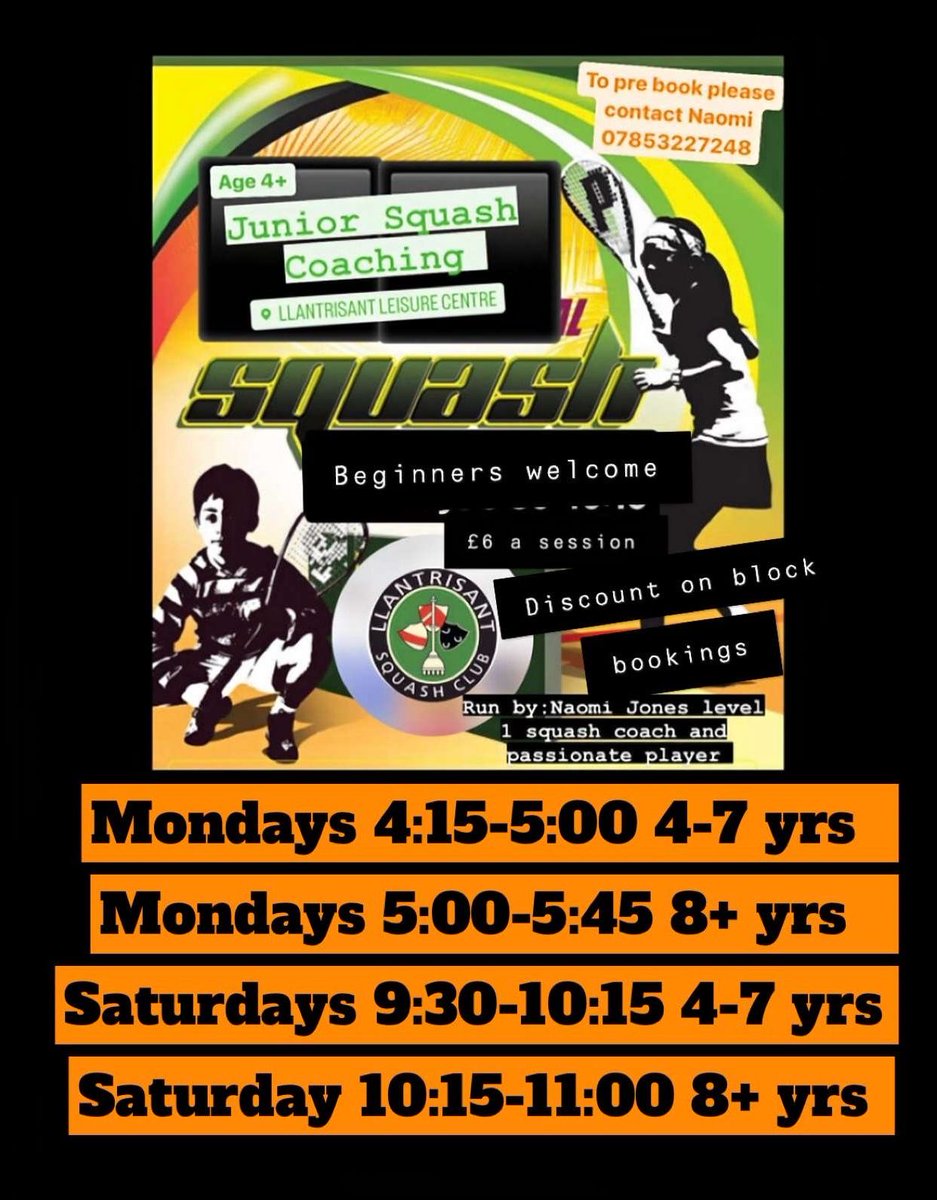 Llantrisant Squash (@llansquashclub) on Twitter photo New! Junior squash coaching <a href="/LlantrisantLC/">Llantrisant LC</a>. Contact qualified coach, Naomi (details on poster to book) or just show up! <a href="/sqwales/">🏴 SQUASH WALES</a> New! Junior squash coaching <a href="/LlantrisantLC/">Llantrisant LC</a>. Contact qualified coach, Naomi (details on poster to book) or just show up! <a href="/sqwales/">🏴 SQUASH WALES</a>