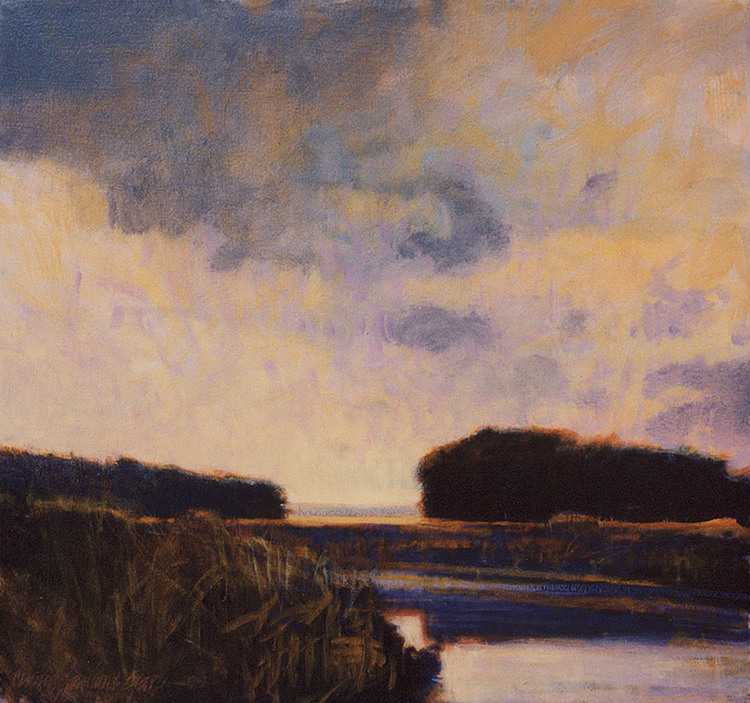 '#Rowley Marsh' by 🎨Cindia #Sanford. #AmericanPainting #AmericanArt #LandscapePainting #OilPainting #ContemporaryPainting #Impressionism #painting #art #painters #NewEngland #SaltMarsh #periwinkle @ArtMutuals cindiasanford.com/work#/lumen/