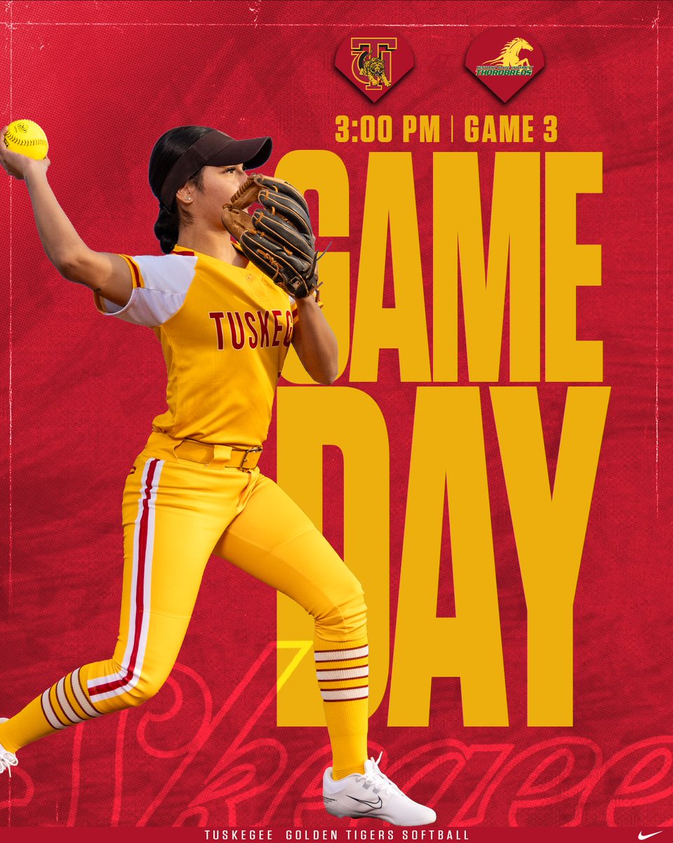 Golden Tigers look to sweep Kentucky State to close the regular season! Today's game has been pushed back to 3 PM. 🕕 3:00 PM 🏟️ TU Softball Field 📺 bit.ly/3xJw6JT #SkegeeSB l #MyTUAthletics l #SIACSB
