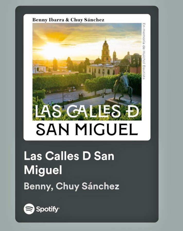 #SanMiguelDeAllende Benny Ibarra en colaboración con Chuy Sánchez lanzaron el tema 'Las Calles d San Miguel' en homenaje a Hüichol Bautista. Ya puedes escucharla en Spotify, YouTube y demás plataformas de música @bennyibarra @FansBennyibarra spotify.link/dHBMldTPYIb