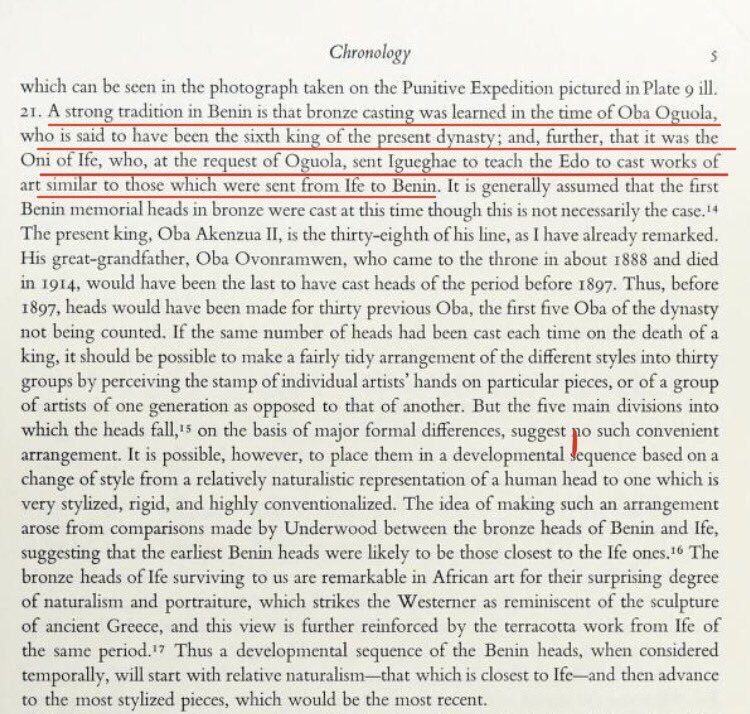 Stop lying… “A STRONG tradition in Benin is that bronze casting was learned in the time of Oba Oguola…. Ooni of Ife, who, at the request of Oguola, sent Igueghae to teach the Edo to cast works of art similar to those which were sent from Ife to Benin ” Thread, See alt