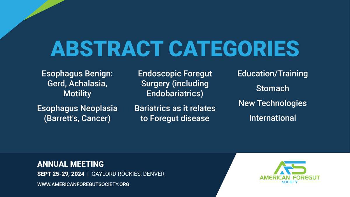 May 1 is right around the corner - check out many of the abstract categories and submit yours today! #foregut #GERD #Endoscopy