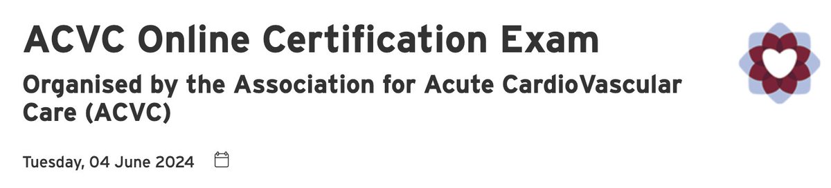 📢ACVC Online Certification Exam📢 Don´t miss the opportunity and get certified with the standard for competency and excellence in the field of acute cardiovascular care! Online - 📅 04 June 2024 escardio.org/Education/Care… @secardiologia @ASionis @ACVCPresident @drmilicaa