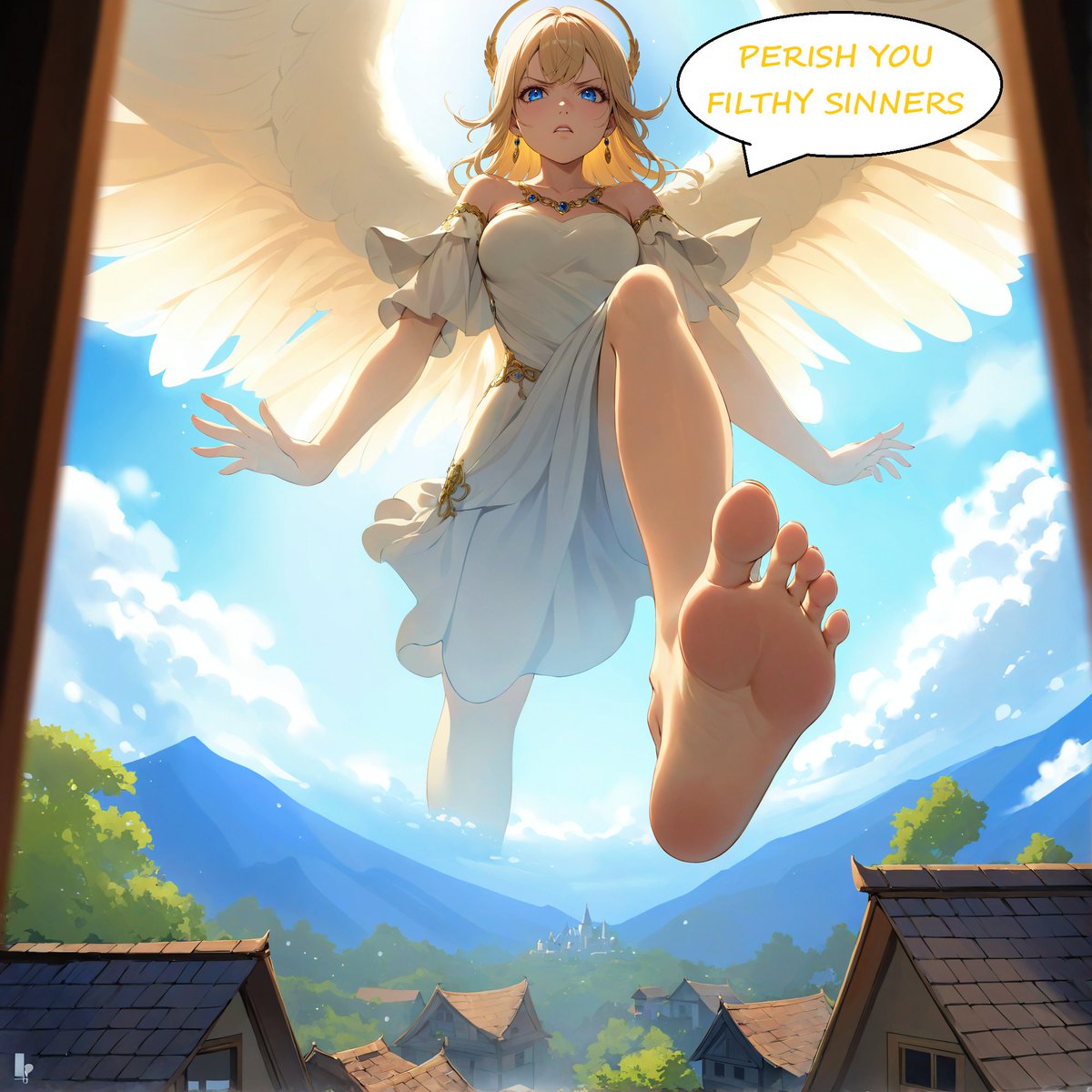 DIVINE JUGDEMENT😇✨ Oh oh.... I think some humans have been sinning... #巨大娘 #giantess #sizetwitter