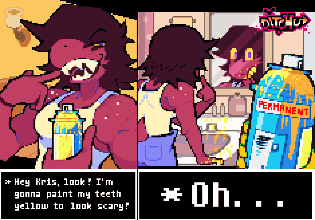 The *REAL* reason why her teeth's color is inconsistent between sprites Original idea by: @canumvenati (Newgrounds post: newgrounds.com/art/view/ditch…)