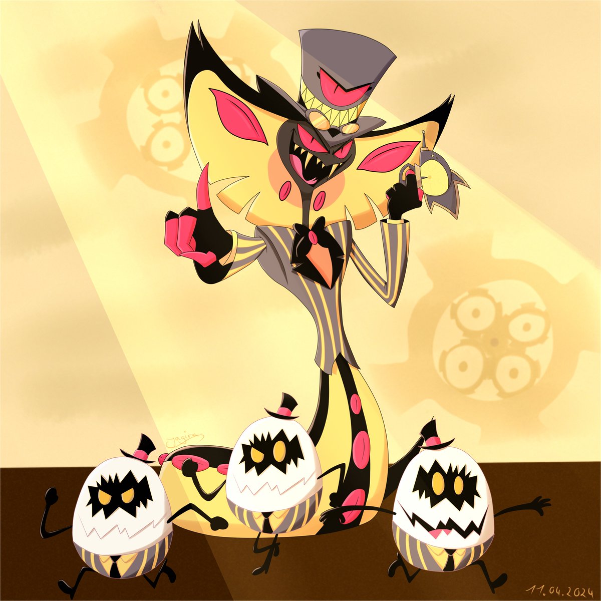 DreamHelly's tweet photo. I was part of this collab and drew Sir Pentious for it. It was really fun and the result looks great. I can't wait to take part in another collab. 🥰
Thank you @saggingarts for letting me be part of it. 😁

#HazbinHotel #SirPentious #Eggboiz https://t.co/vDTABKNhBj