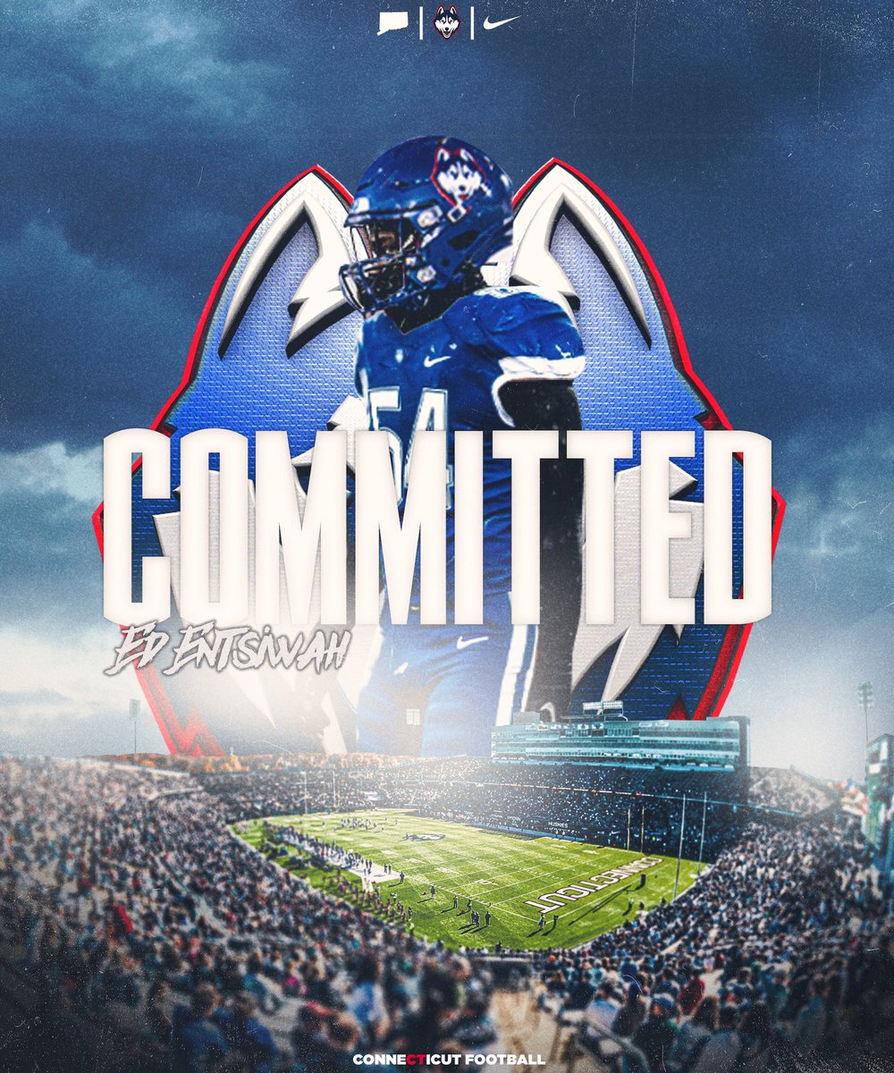 EdEntsiwah's tweet photo. Extremely blessed to announce that I am committing to play Division 1 Football at the University of Connecticut! I thank God, my parents, my siblings, my coaches, my teammates, and everyone who has helped me along my journey. Go Huskies! 💙🤍 #COMMITTED #AGTG @UConnFootball https://t.co/yRJuJ9LA13